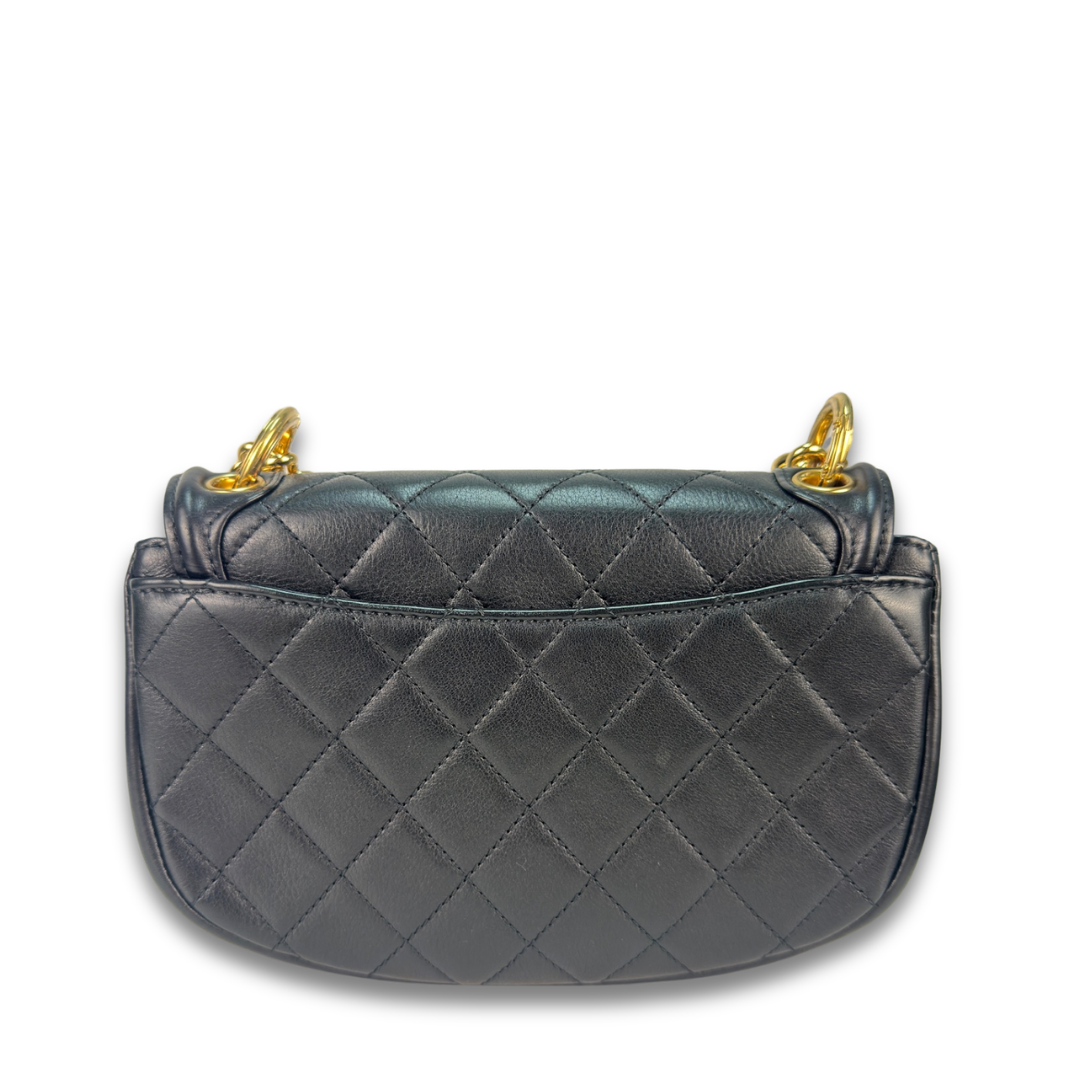 Chanel Black Small Underline Saddle Flap Bag