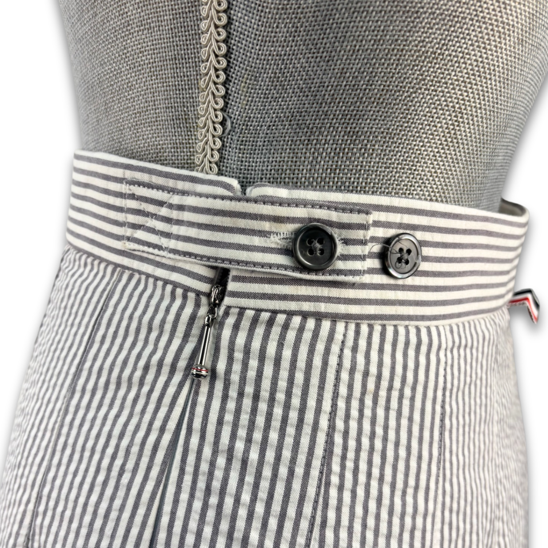 Thom Browne Seersucker Pleated Skirt-Size 38