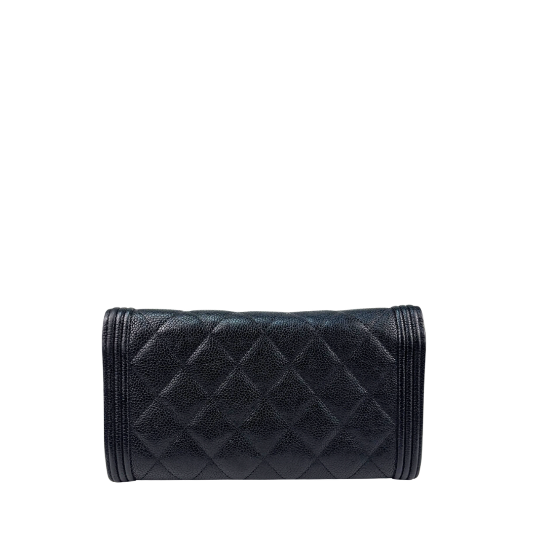 Chanel Black Caviar Boy Flap Wallet