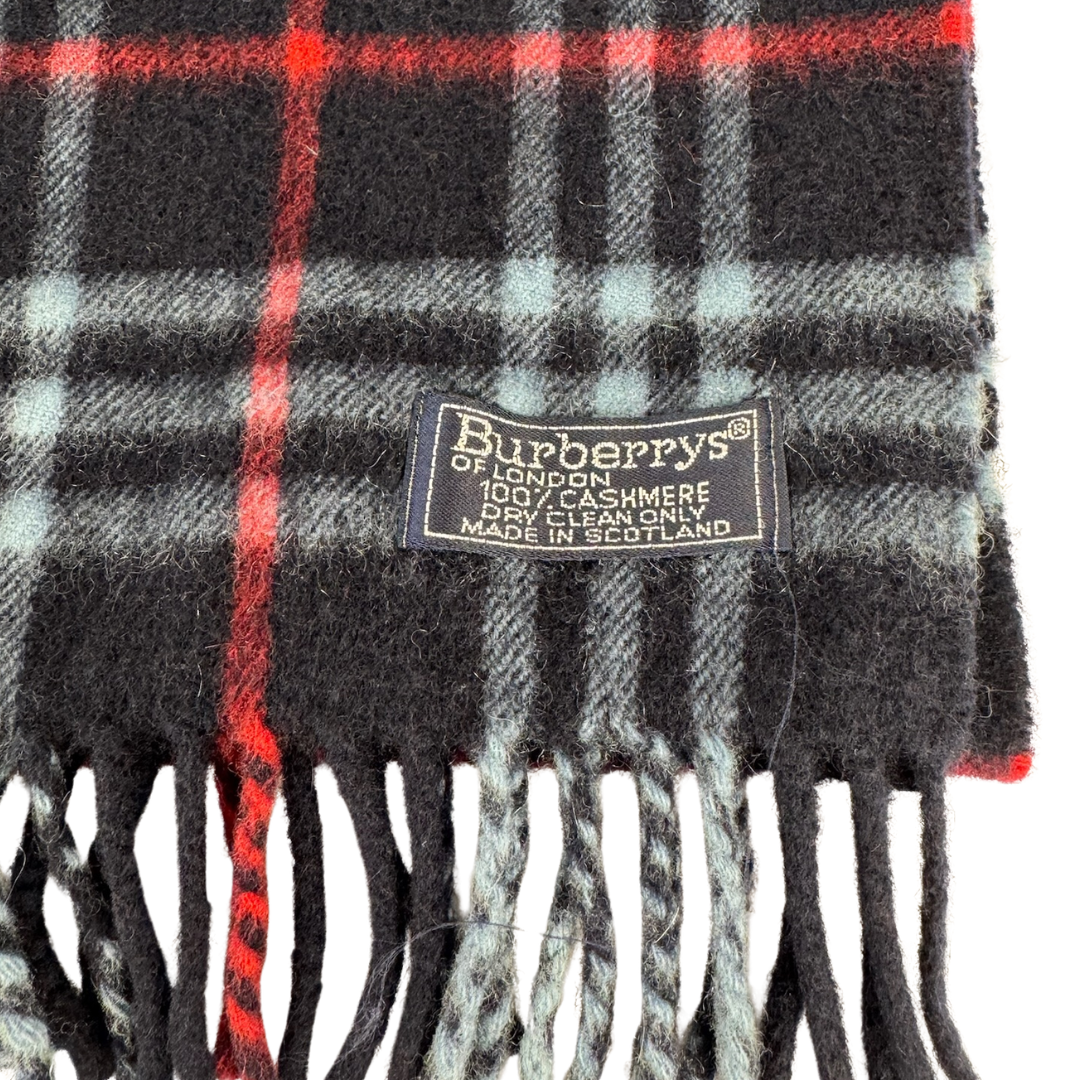 Burberry Navy Nova Check Cashmere Scarf