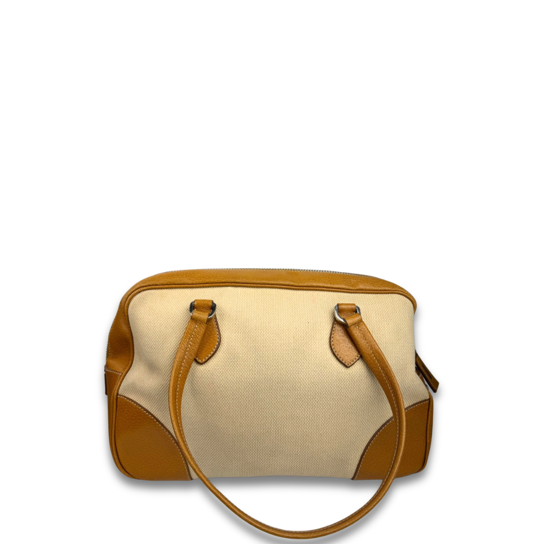 Prada Beige Canvas Bowler Bag