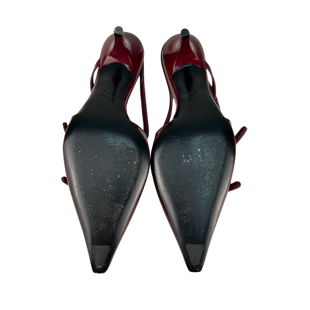 Miu Miu Crimson Patent Leather Slingbacks - Size 36.5