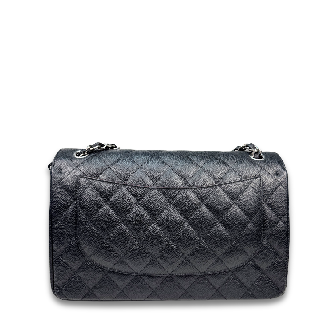 Chanel Black Quilted Caviar Jumbo Double Flap
