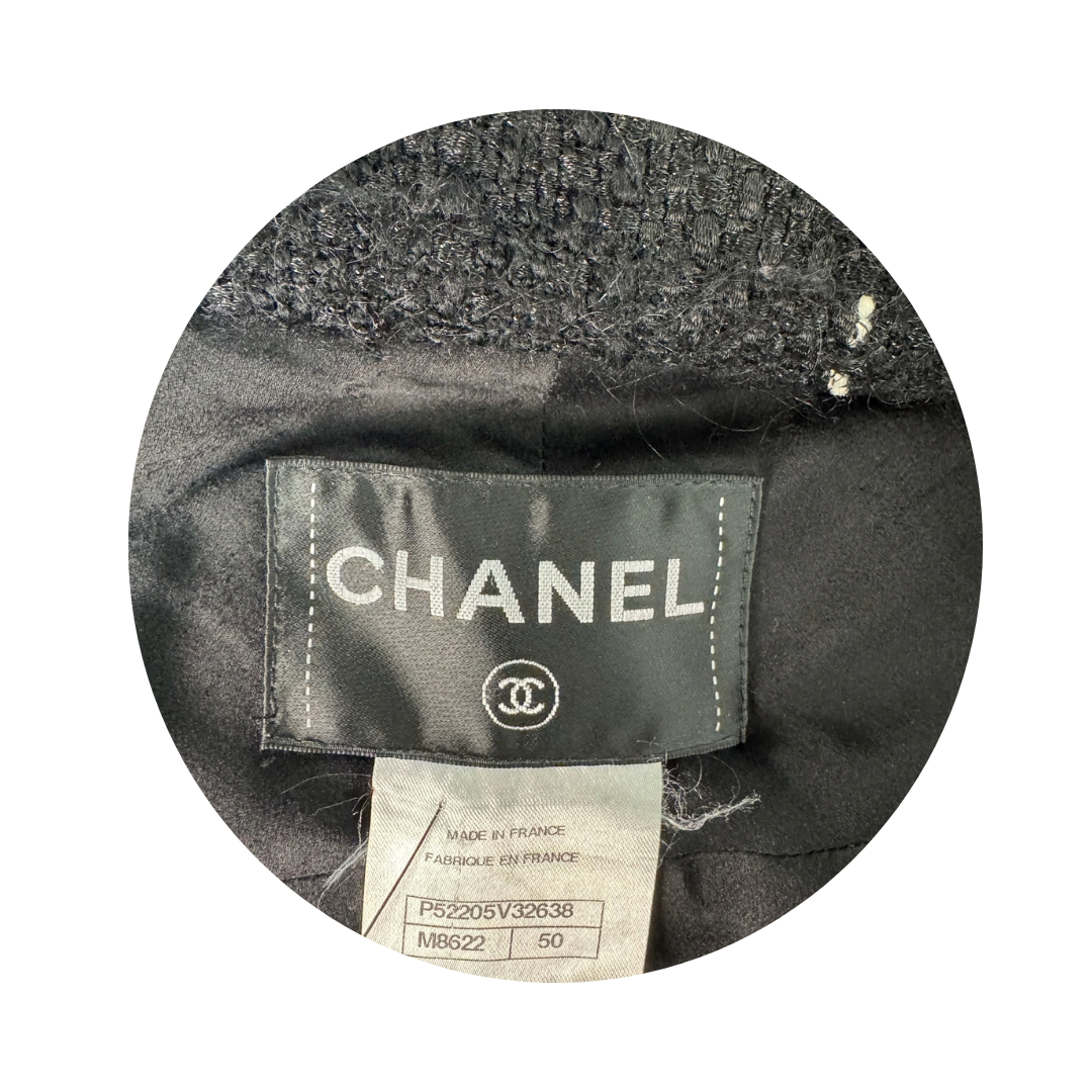 Chanel Black Tweed Wool Coat