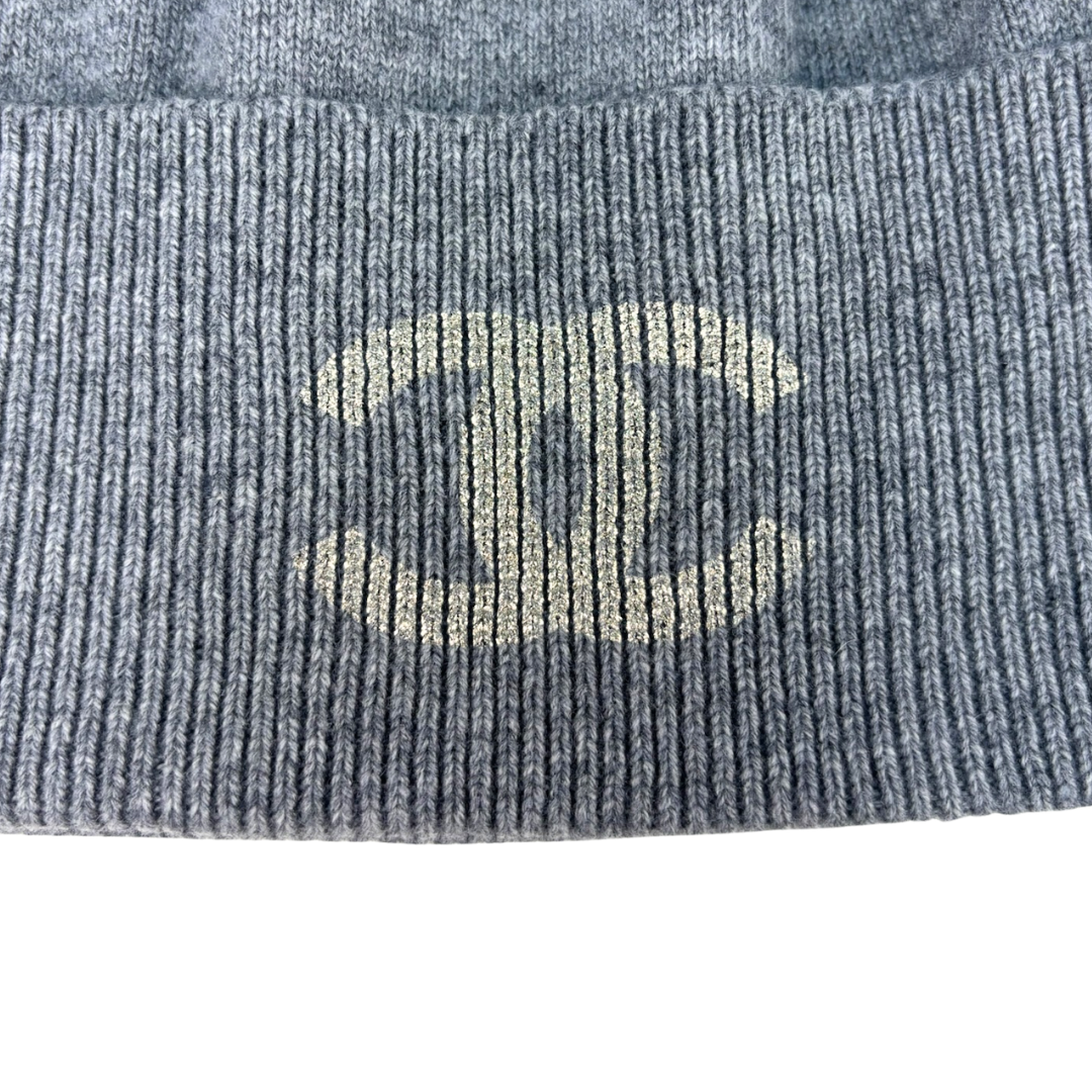 Chanel Grey Cashmere CC Beanie