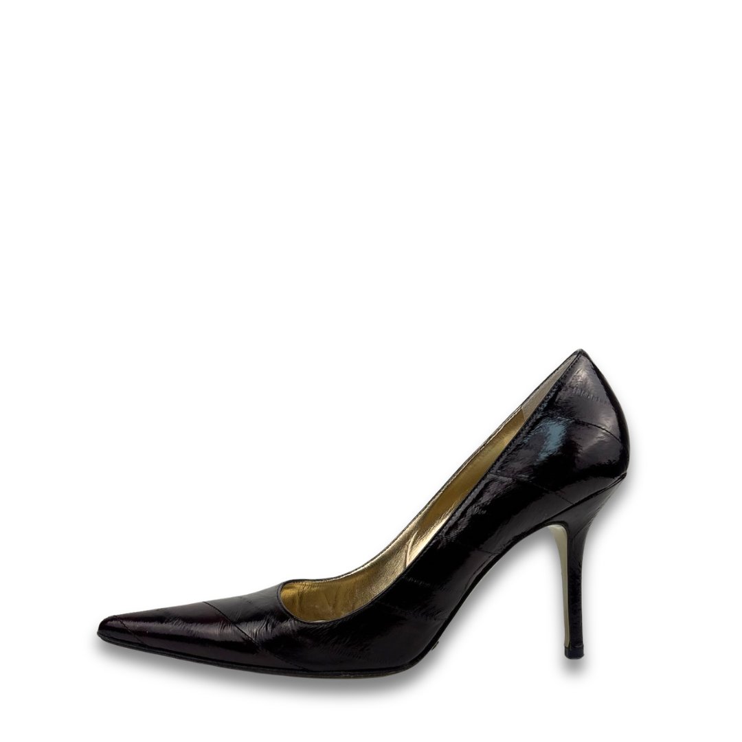 Dolce & Gabbana Brown Crocodile Embossed Heels - Size 38.5
