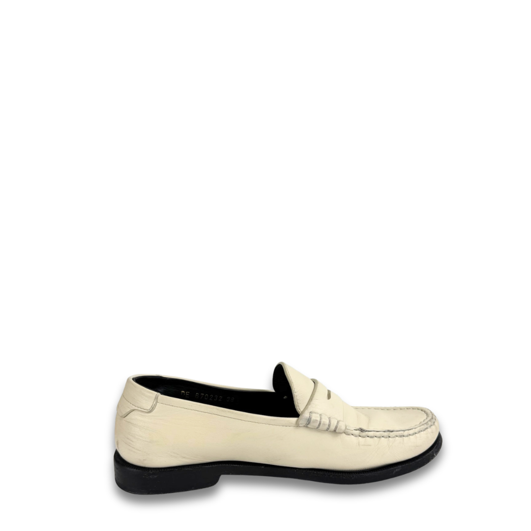 YSL Cream Leather Loafers - Size 38