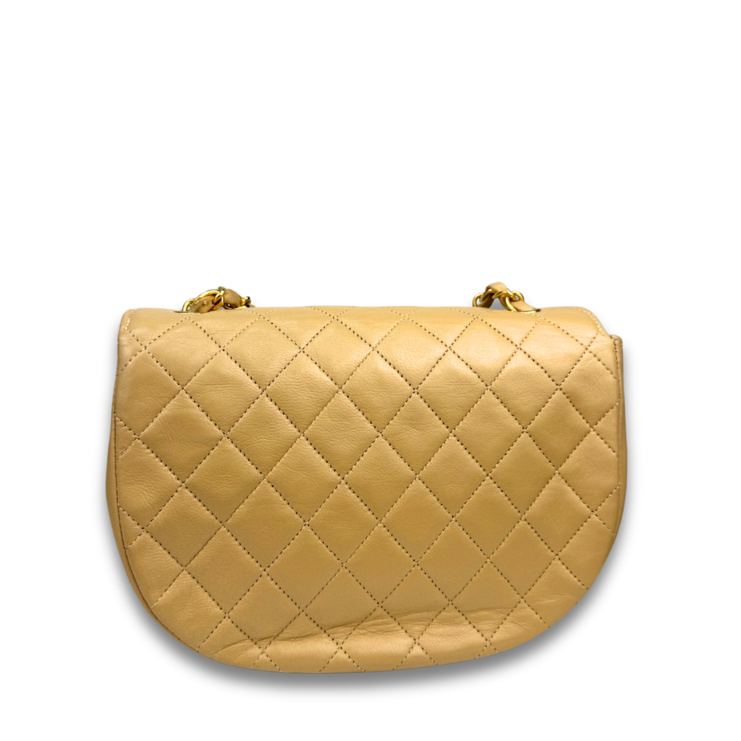 Chanel Beige Halfmoon Single Flap