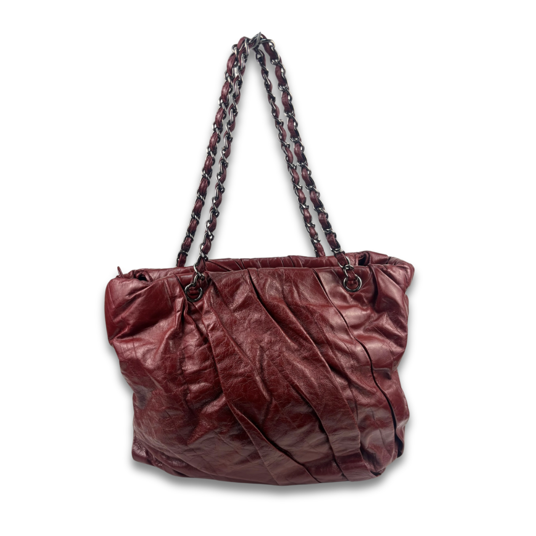 Chanel Red Glazed Calfskin Twisted Tote