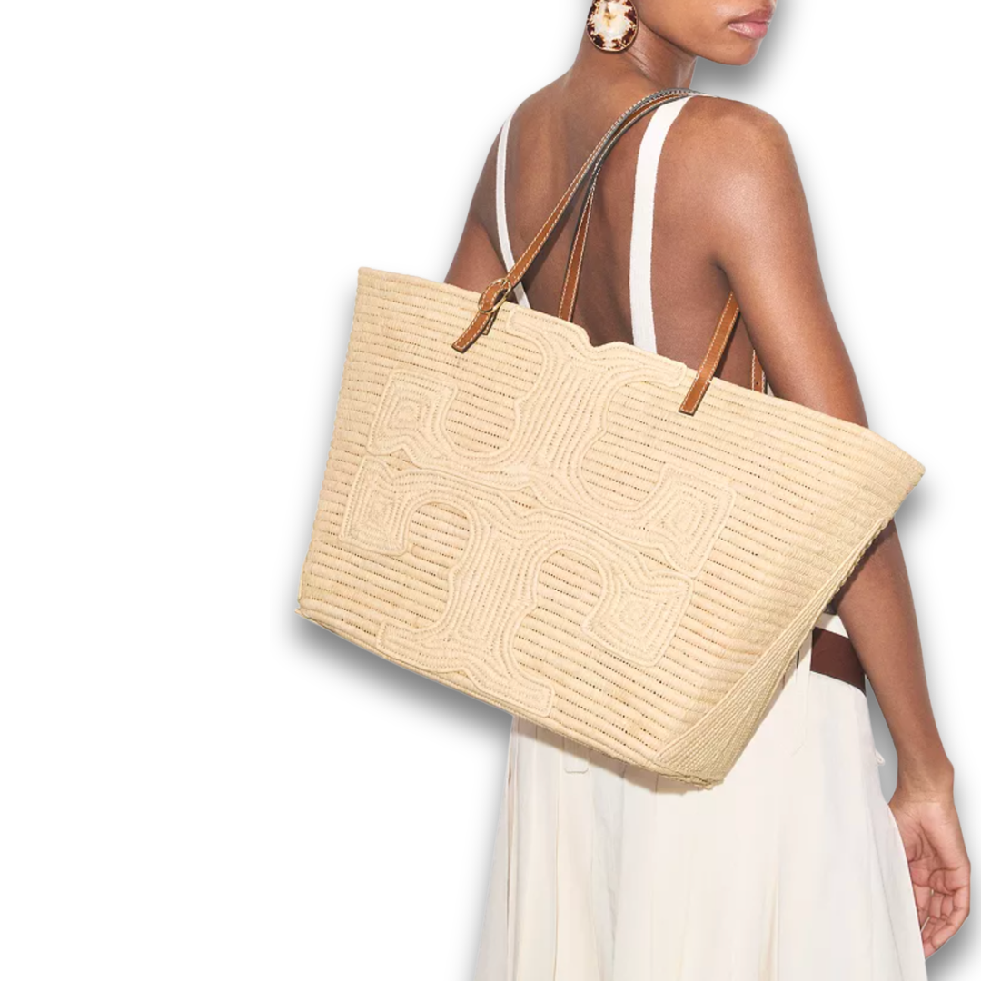 Tory Burch Large Ella Handwoven Raffia Tote