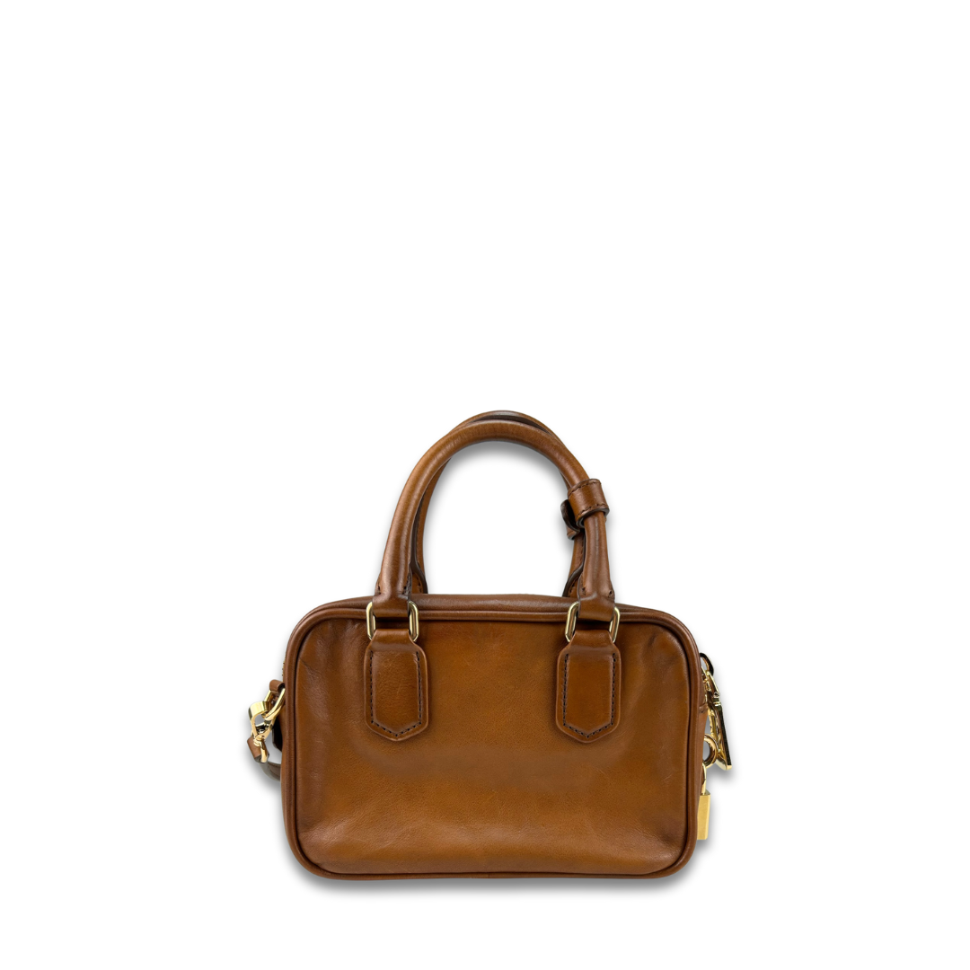 Miu Miu Cognac Leather Arcadie Bag