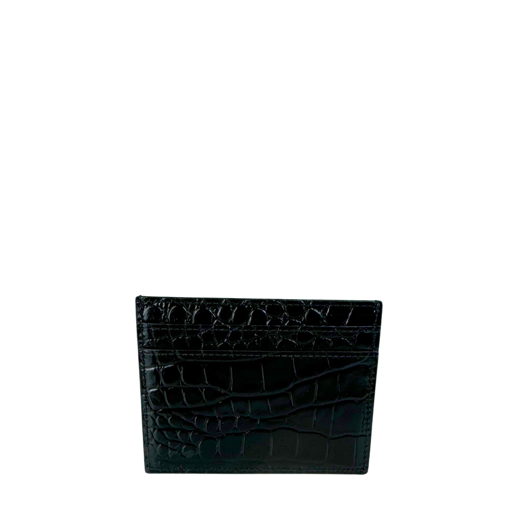 YSL Croc Embossed Shiny Paris Card Case