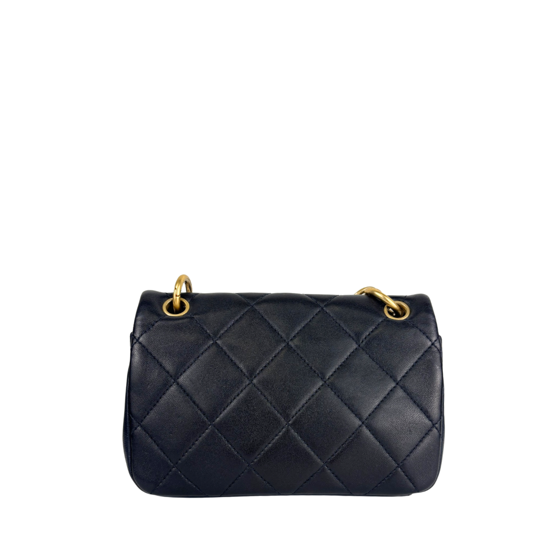 Chanel Navy Lambskin Chain Is More Small Flap