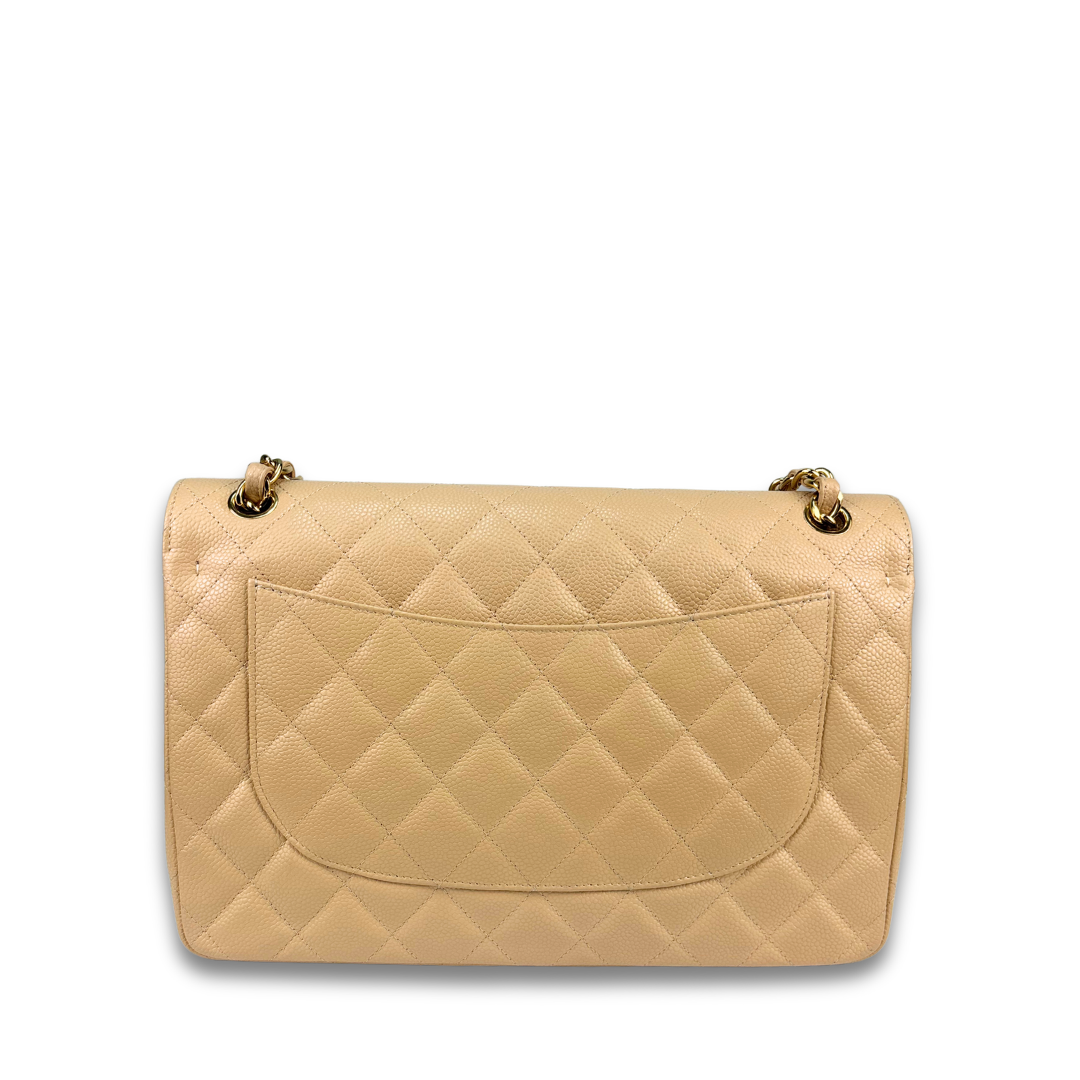Chanel Beige Caviar Jumbo Double Flap
