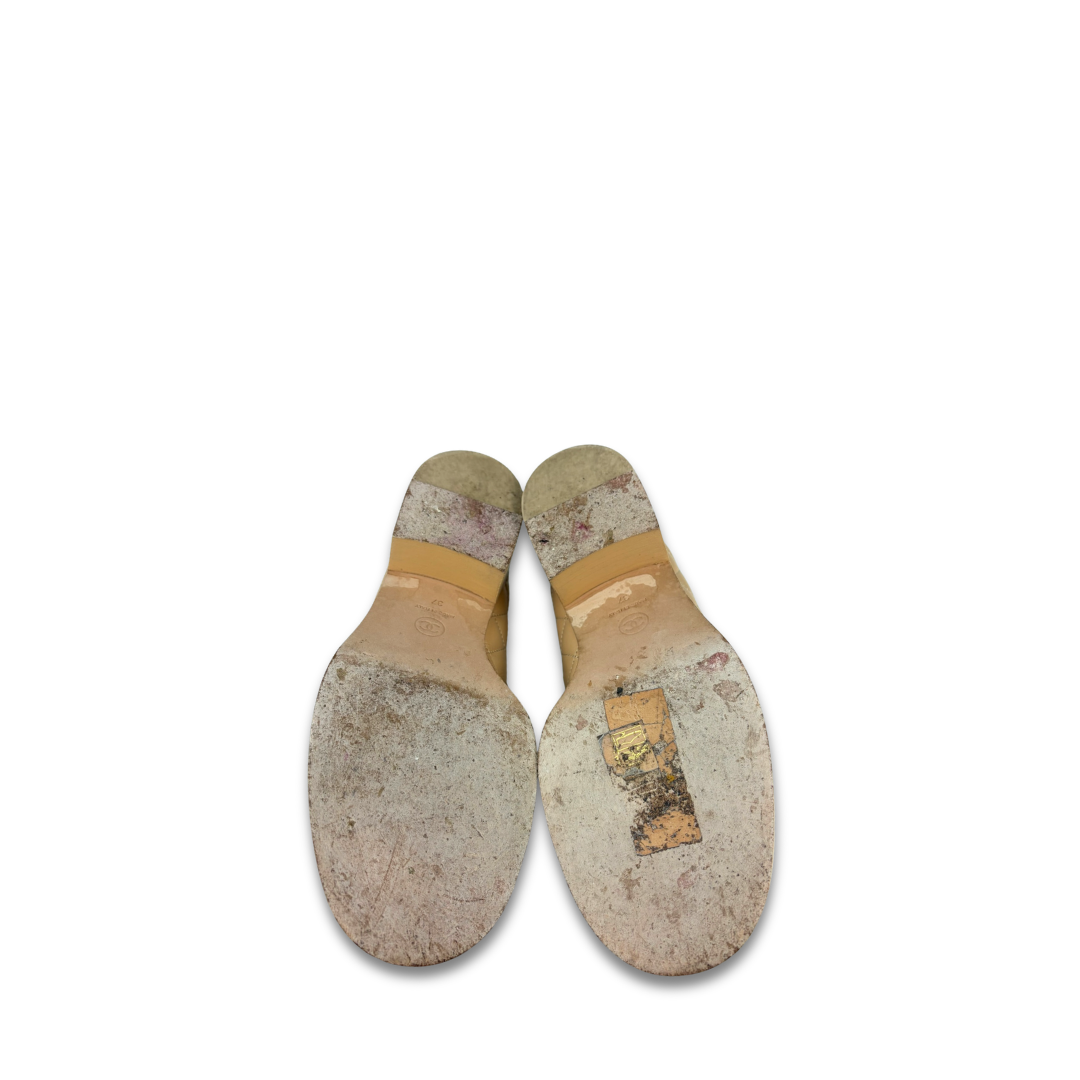 Chanel Beige Quilted Heart Loafers