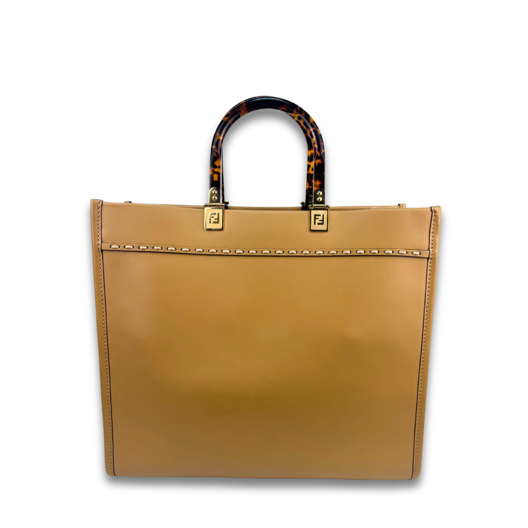 Fendi Tan Python Medium Sunshine Shopper Tote
