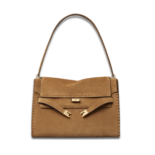 Tory Burch Suede Whipstitch Large Lee Radziwill Shoulder Bag