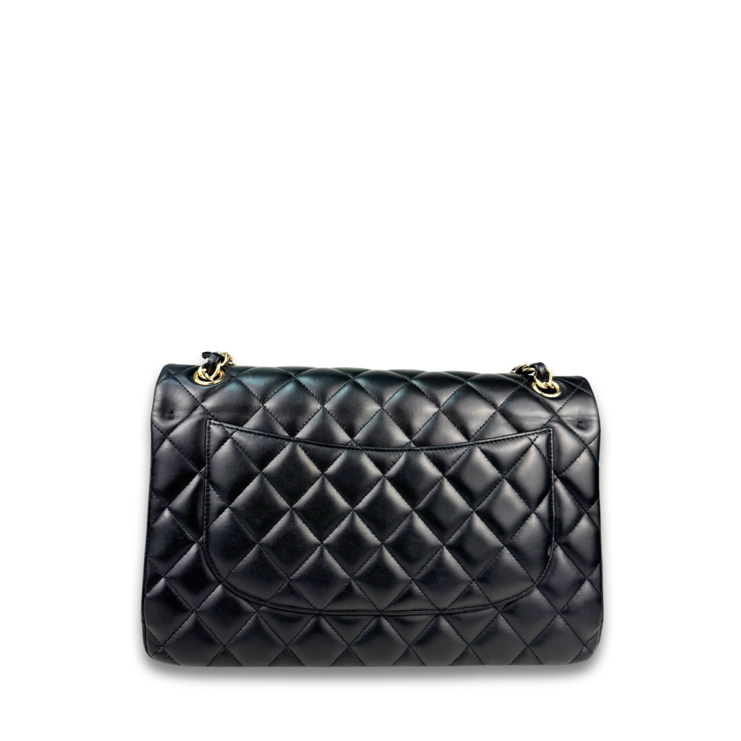 Chanel Black Lambskin Jumbo Double Flap