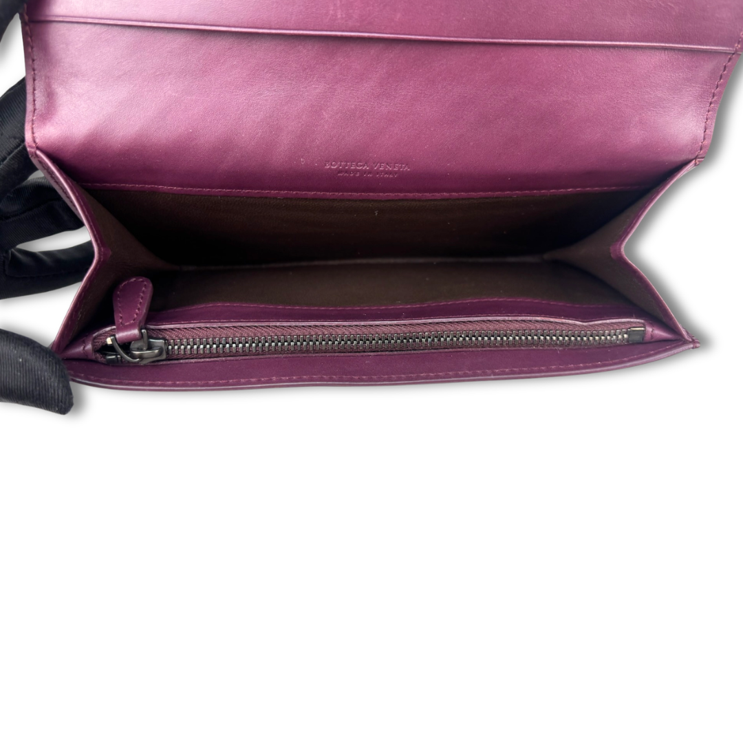 Bottega Veneta Plum Intrecciato Bifold Wallet