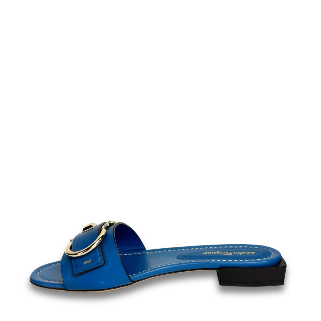 Ferragamo Teal Solar Mule Sandals - Size 6