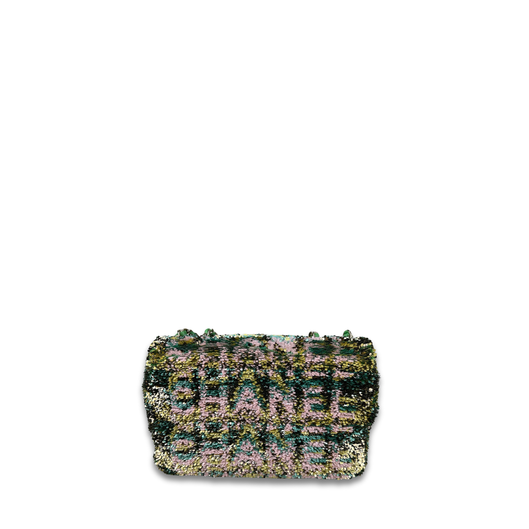 Chanel Green Sequin Logo Mini Flap Bag
