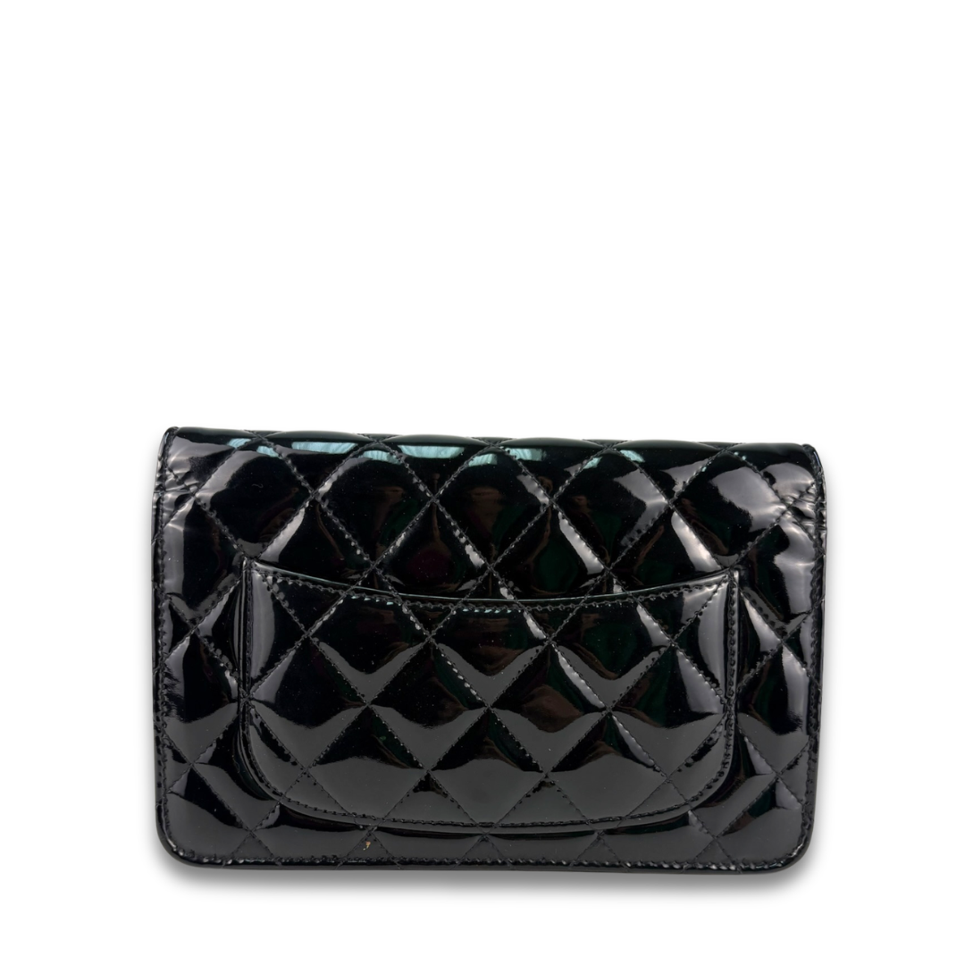 Chanel Black Patent Classic Wallet on Chain