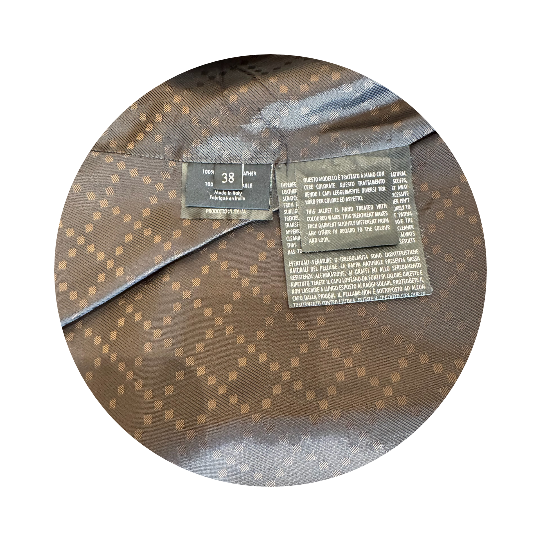 Gucci Vintage Brown Distressed Leather Jacket- Size 38