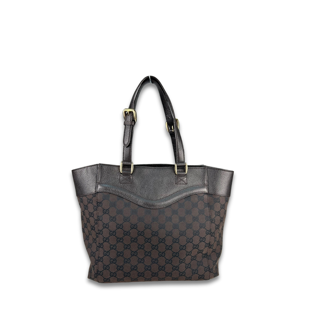 Gucci Dark Brown Canvas Crest Tote