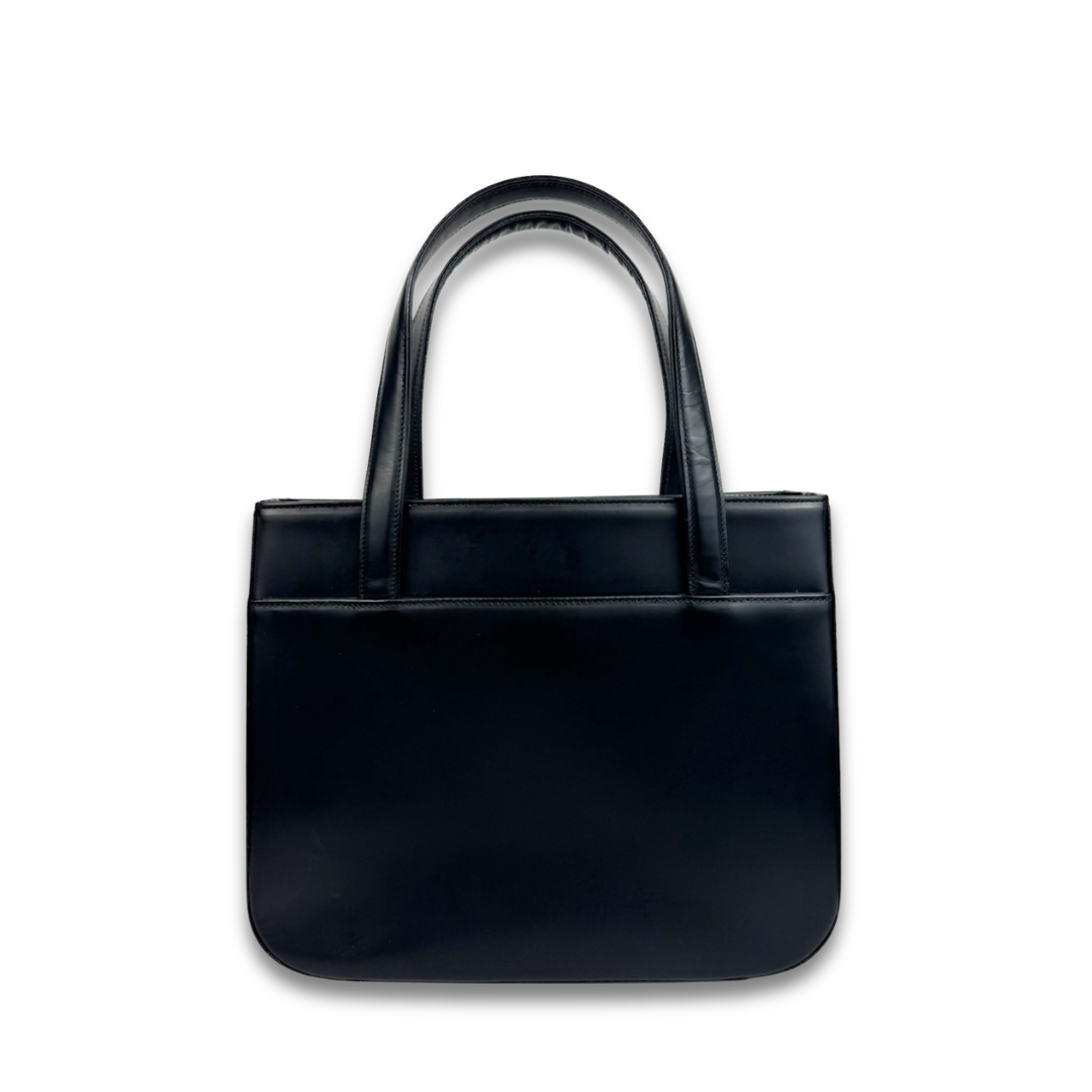 Burberry Black Leather Top Handle Tote