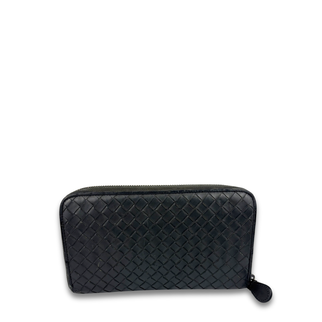 Bottega Veneta Intrecciato Grey Zip Around Wallet