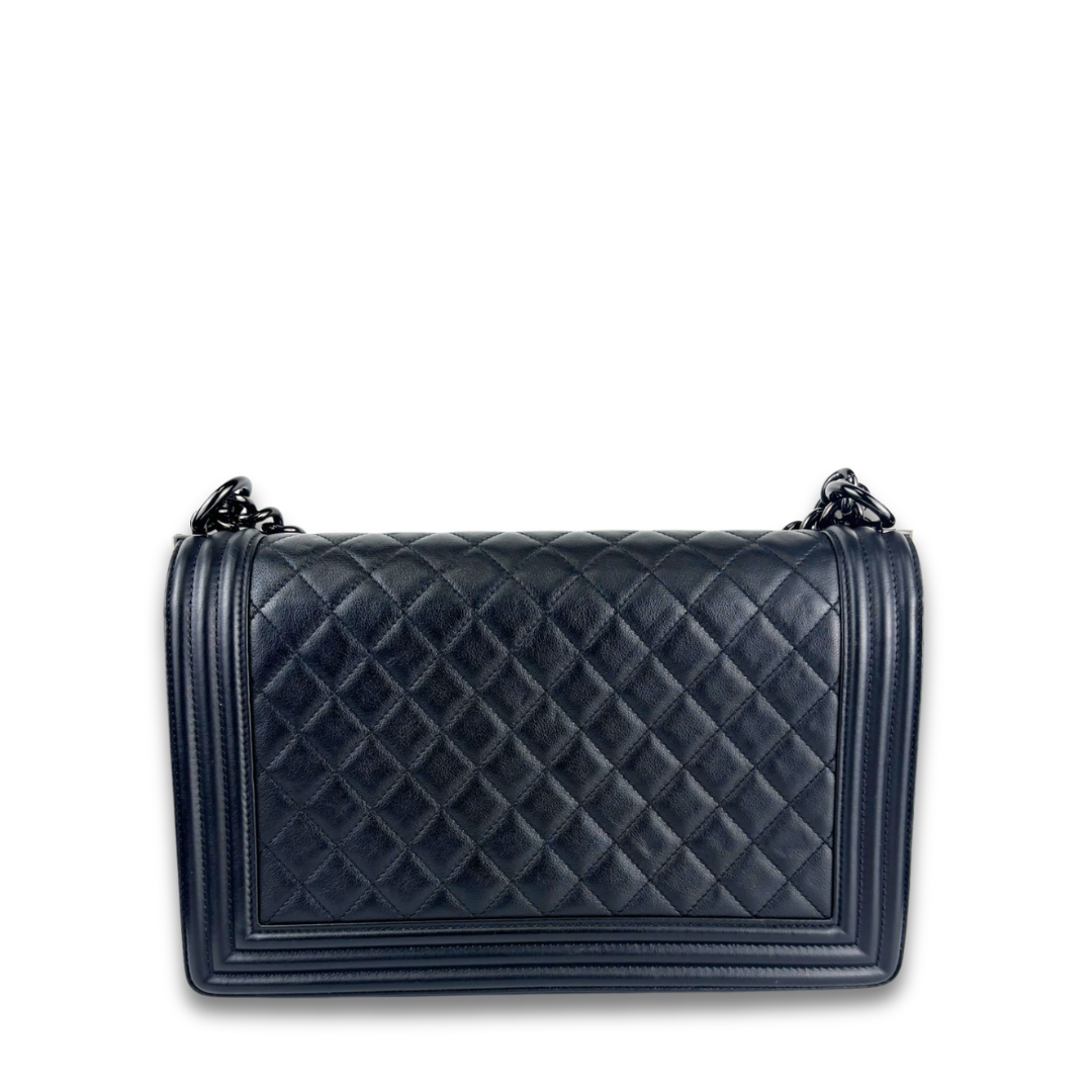 Chanel So Black Large Quilted Calfskin Boy Bag