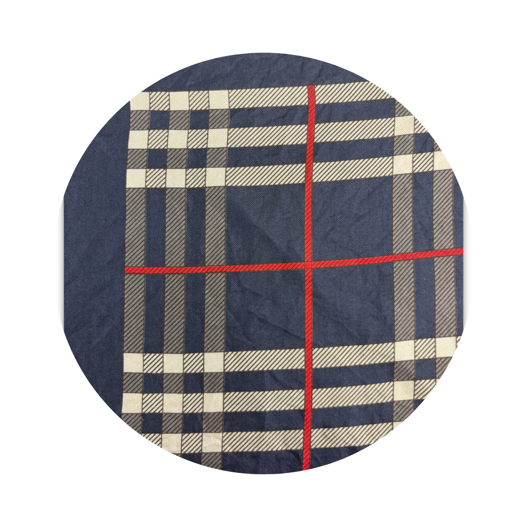 Burberry Navy Plaid Silk Scarf