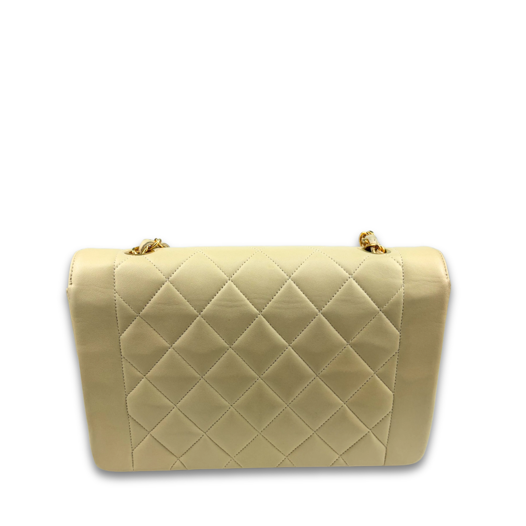 Chanel Medium Lambskin Beige Diana Single Flap