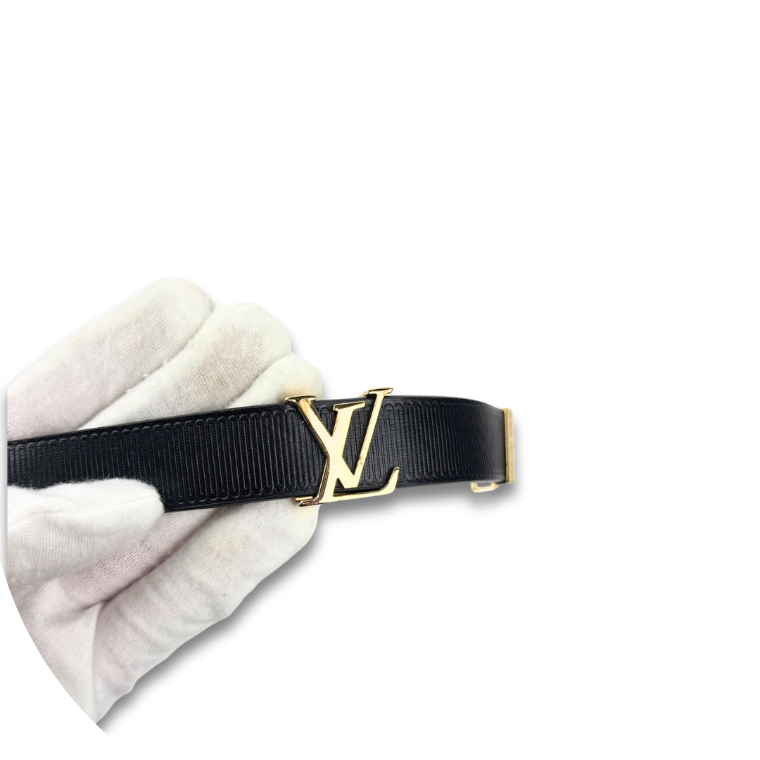 Louis Vuitton Black Embossed Calfskin Belt- Size 70