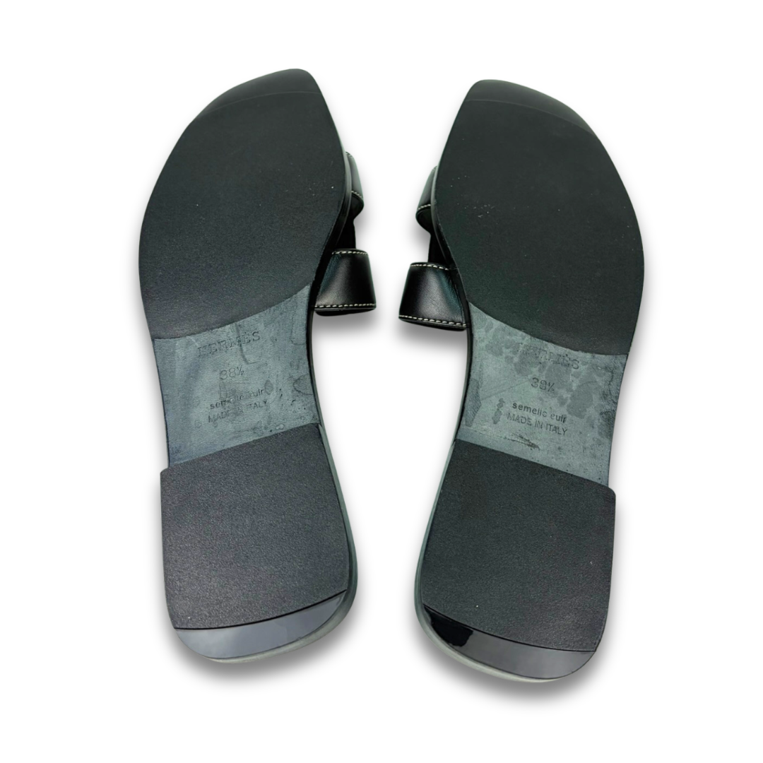 Hermès Black Oran Sandals - Size 38.5