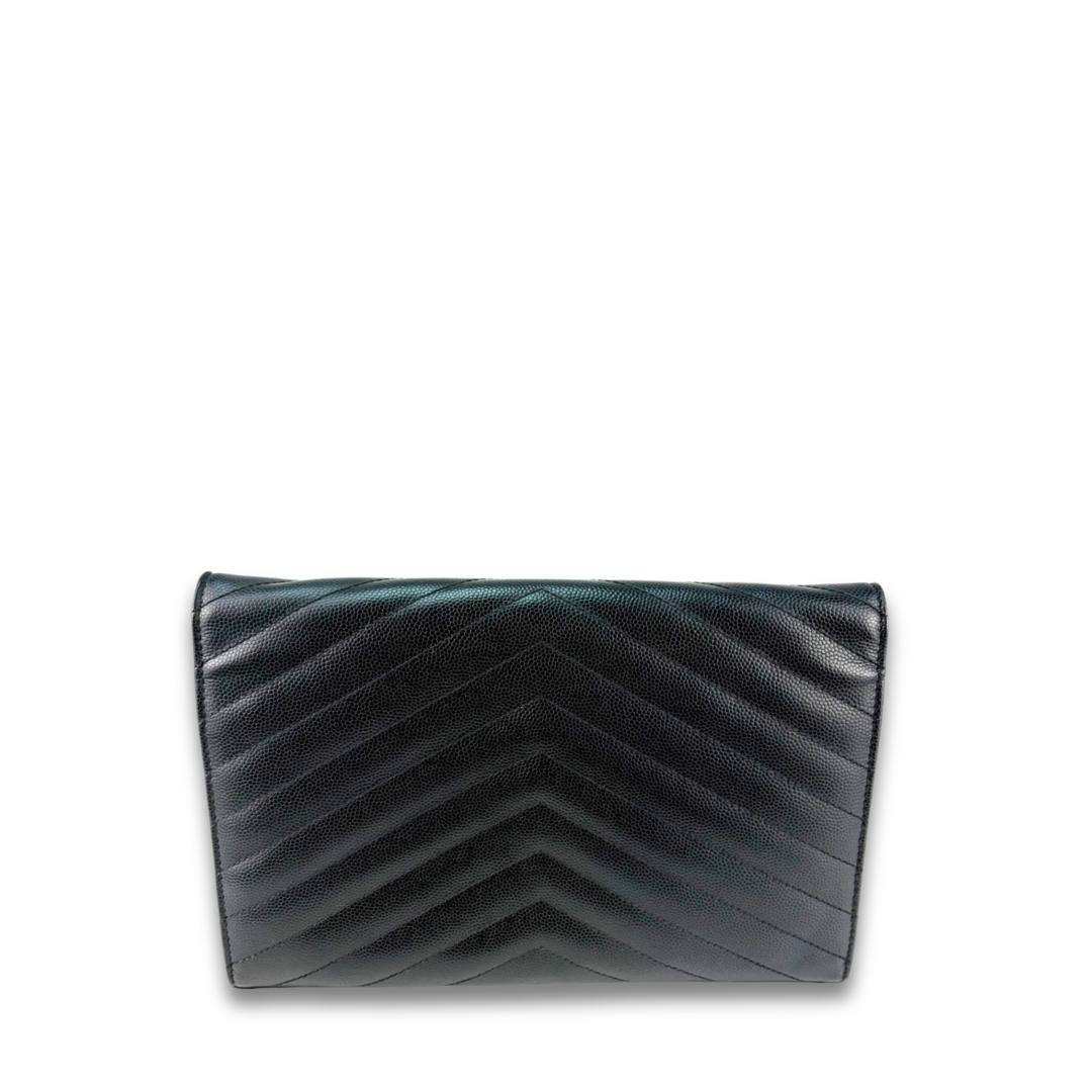 YSL Black Cassandre Quilted Chain Wallet