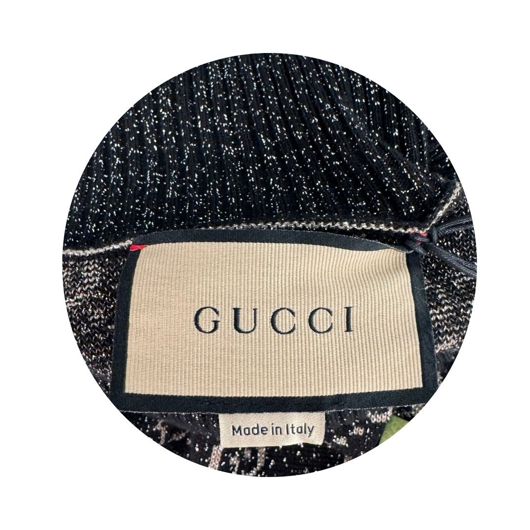 Gucci Silver Glitter GG Monogram Knit Turtleneck Sweater