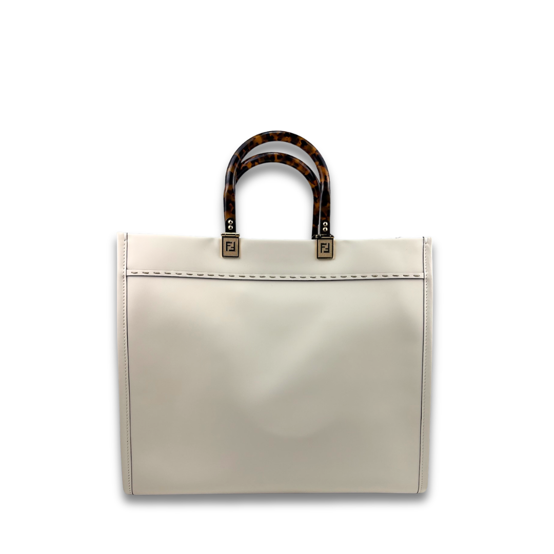Fendi Cream Medium Sunshine Shopper Tote