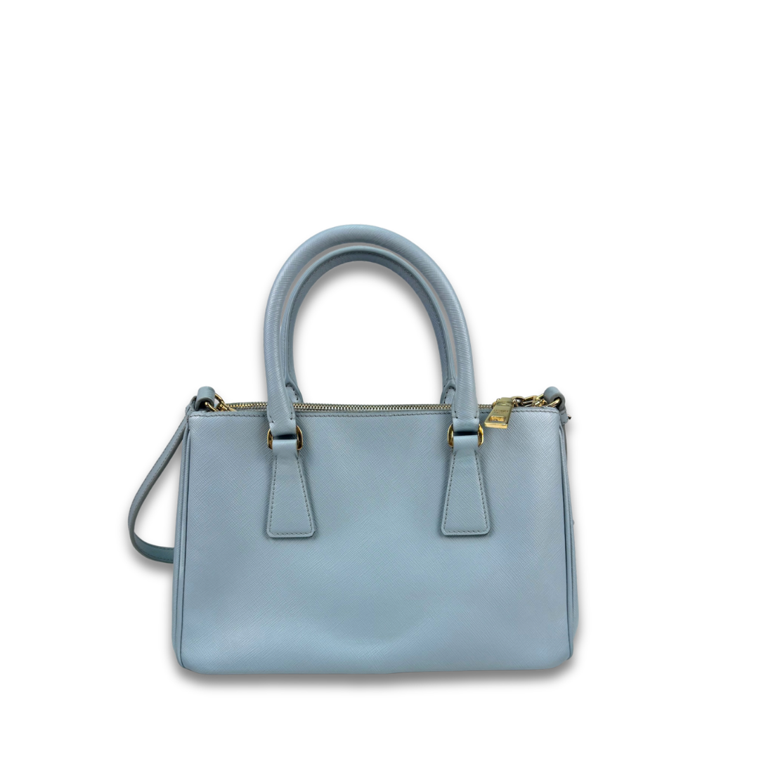 Prada Mini Light Blue Double Zip Galleria