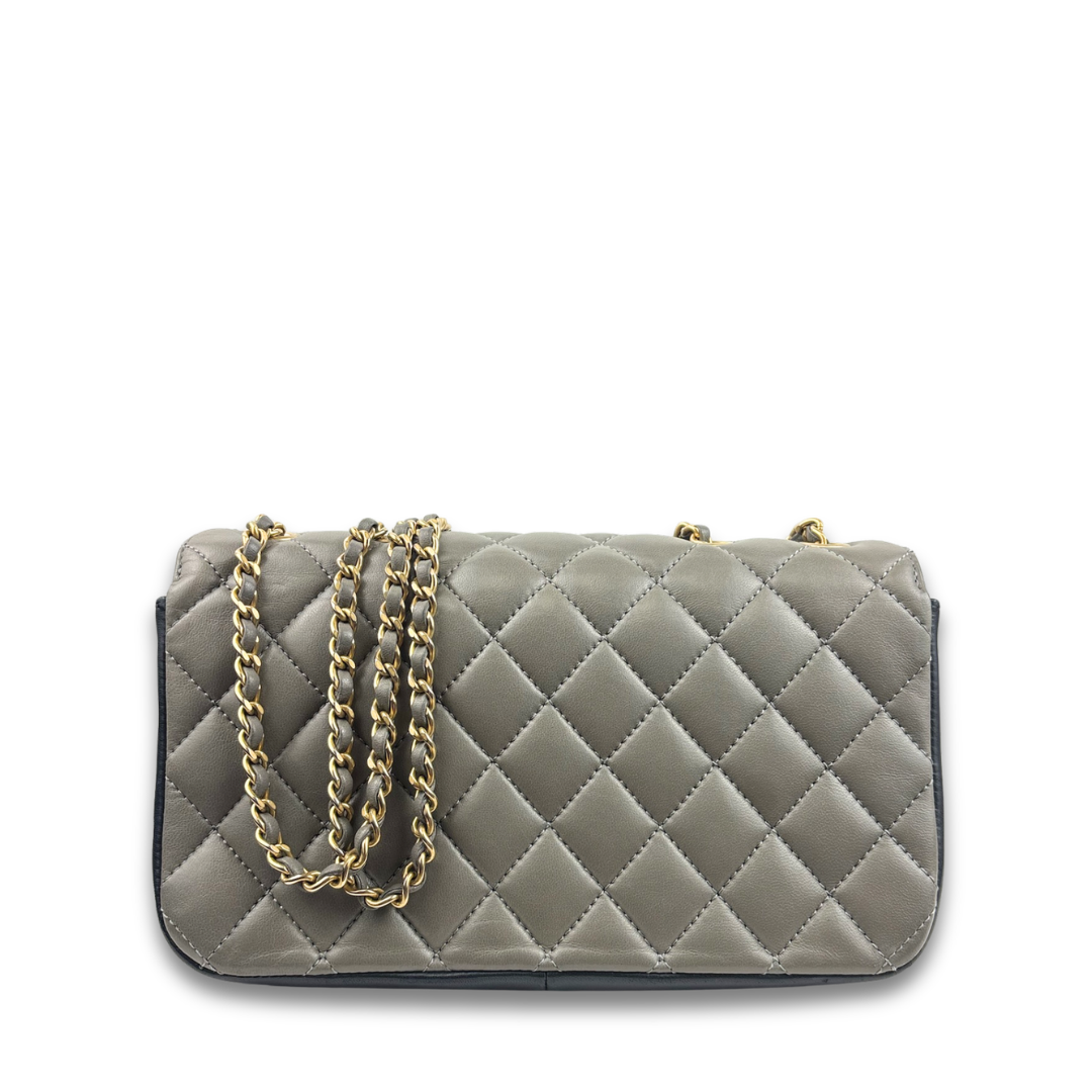 Chanel Quilted Small Grey CC Chic Flap Bag