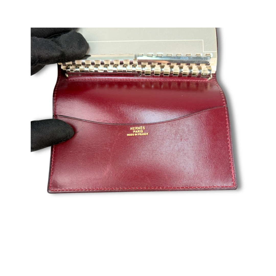 Hermès Burgundy Box Calf Globe Trotter Agenda PM