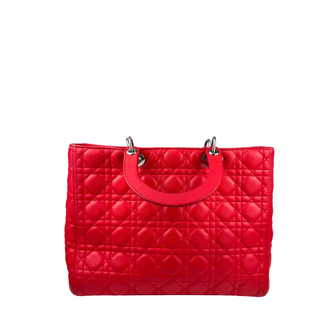 Dior Red Lambskin Large Lady Dior