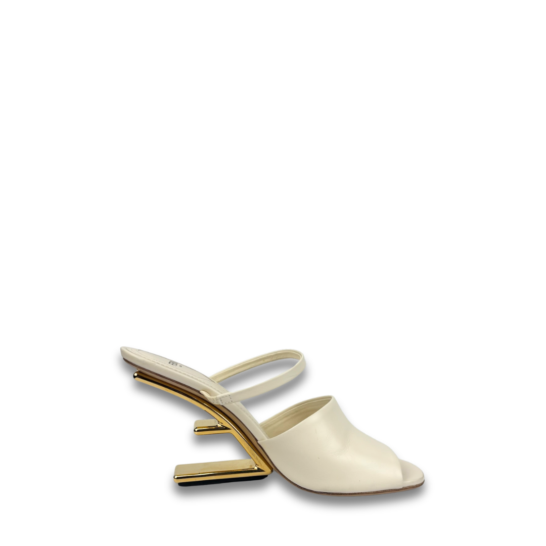 Fendi First Ecru Leather Heels - Size 40
