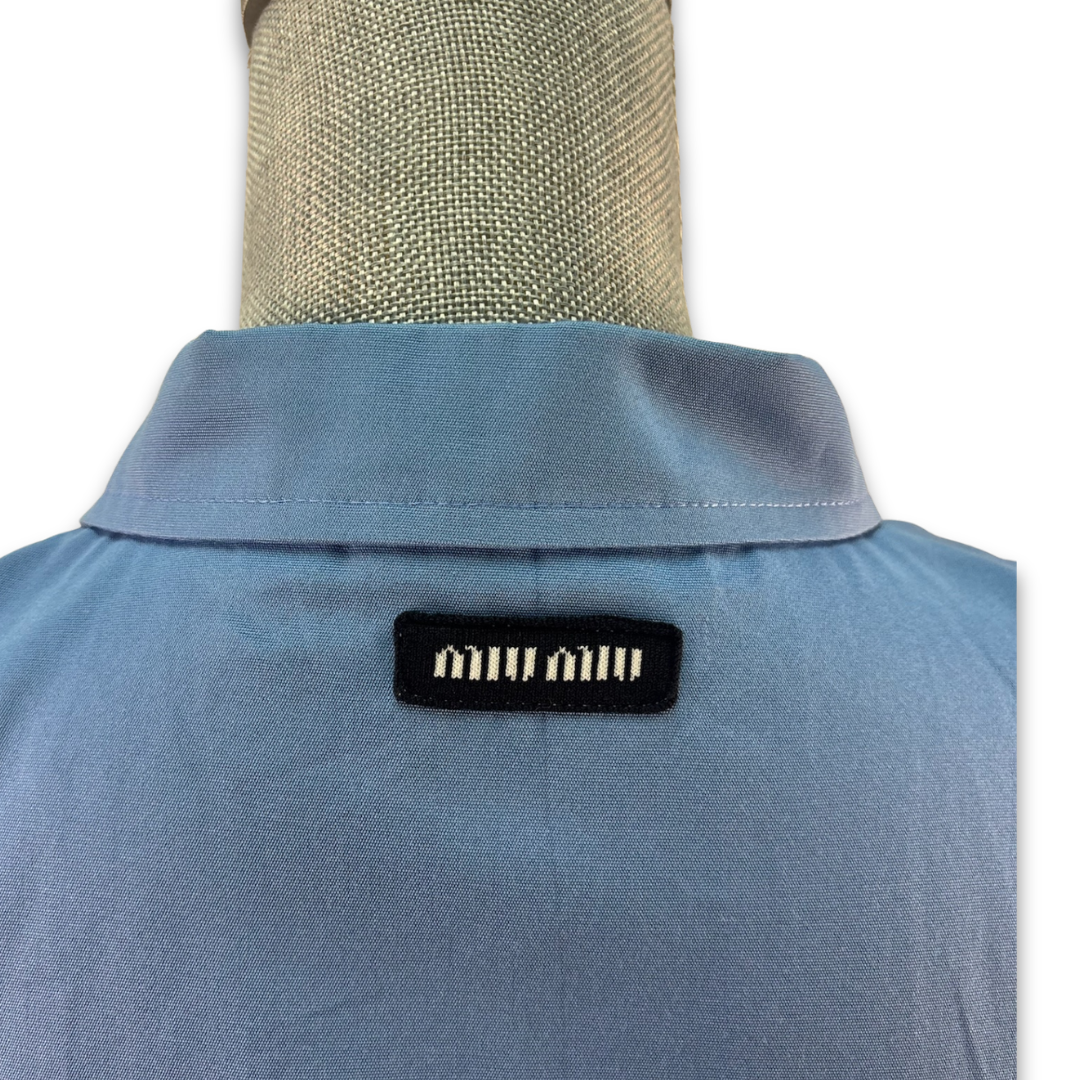 Miu Miu Blue Poplin Belted Top- Size 38