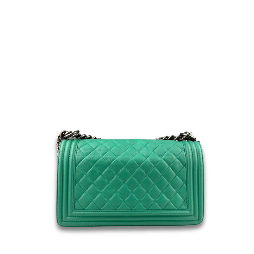 Chanel Green Calfskin Medium Boy Bag