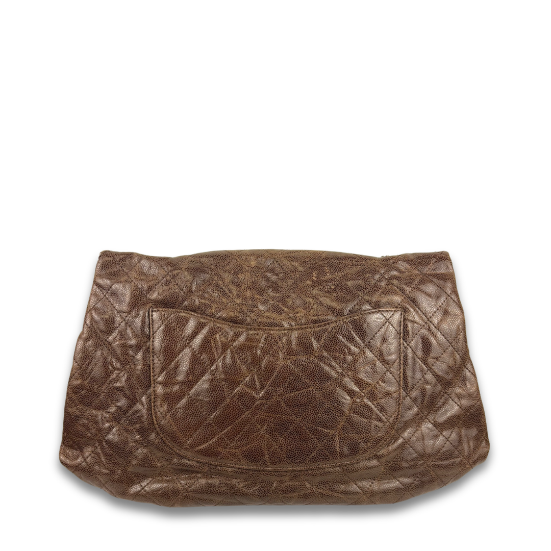 Chanel Brown Glazed Caviar Elastic Flap Bag