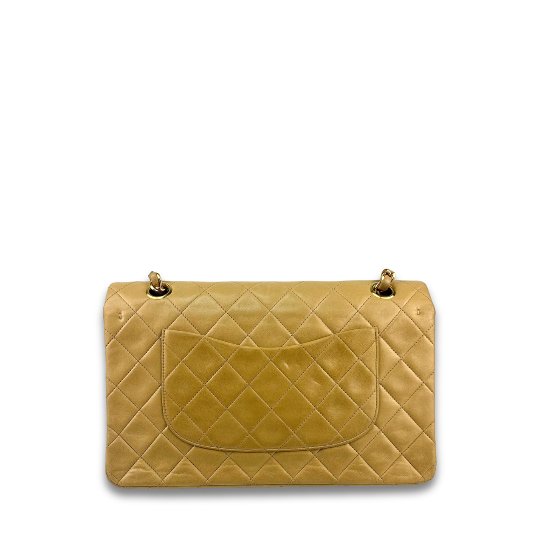 Chanel Beige Lambskin Classic Medium Double Flap