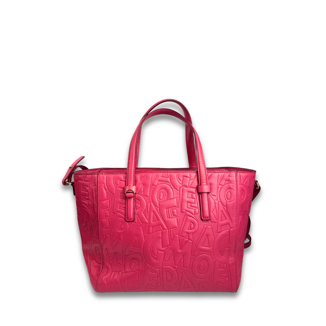 Ferragamo Small Fuchsia Bonnie Embossed Tote