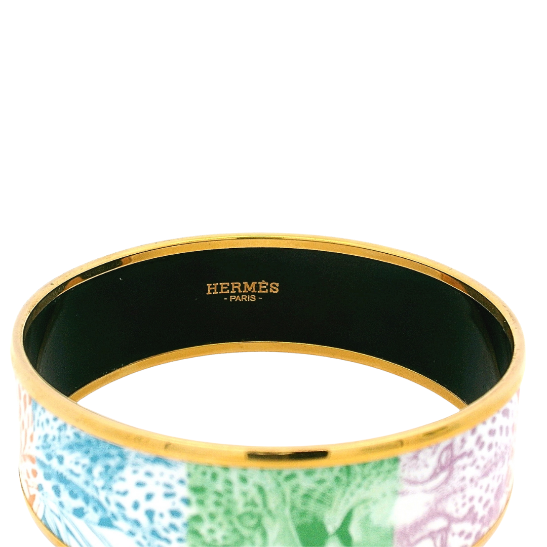 Hermès Wide Pastel Leopard Bangle