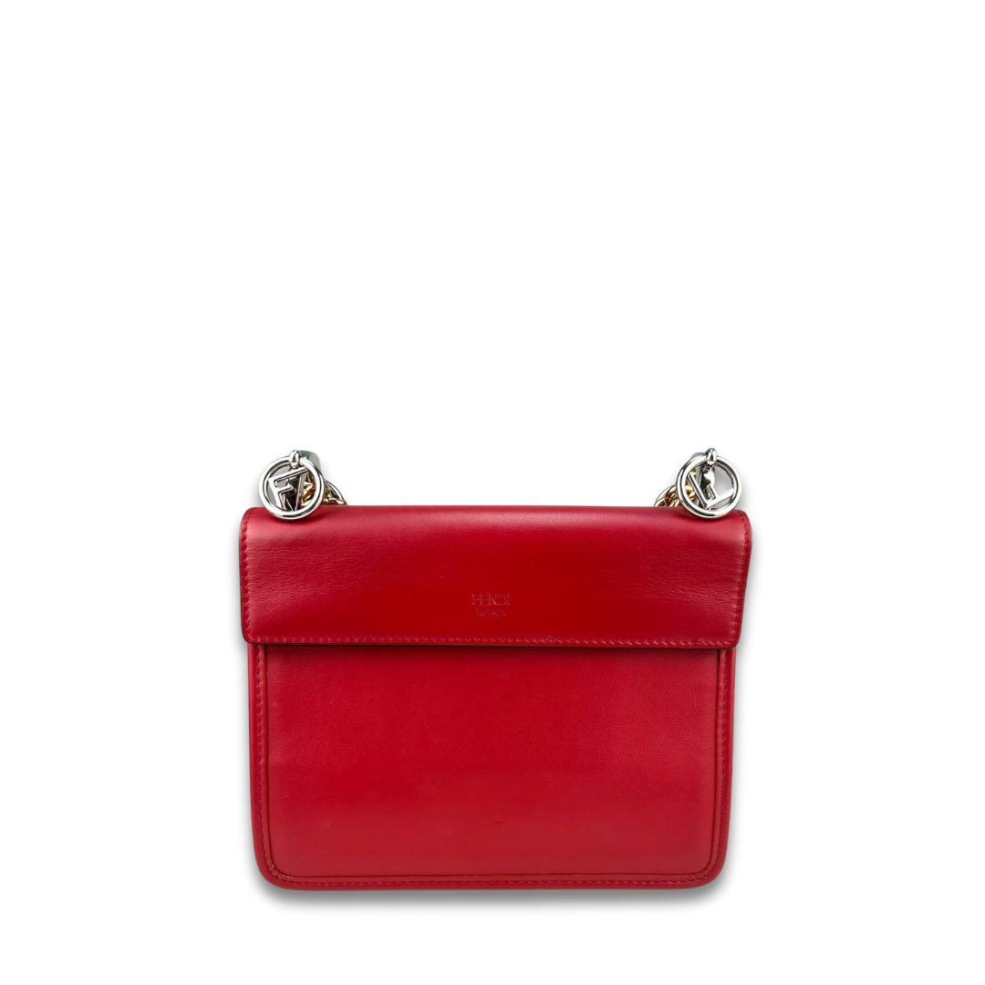 Fendi Red Leather I F Kan Small Shoulder Bag